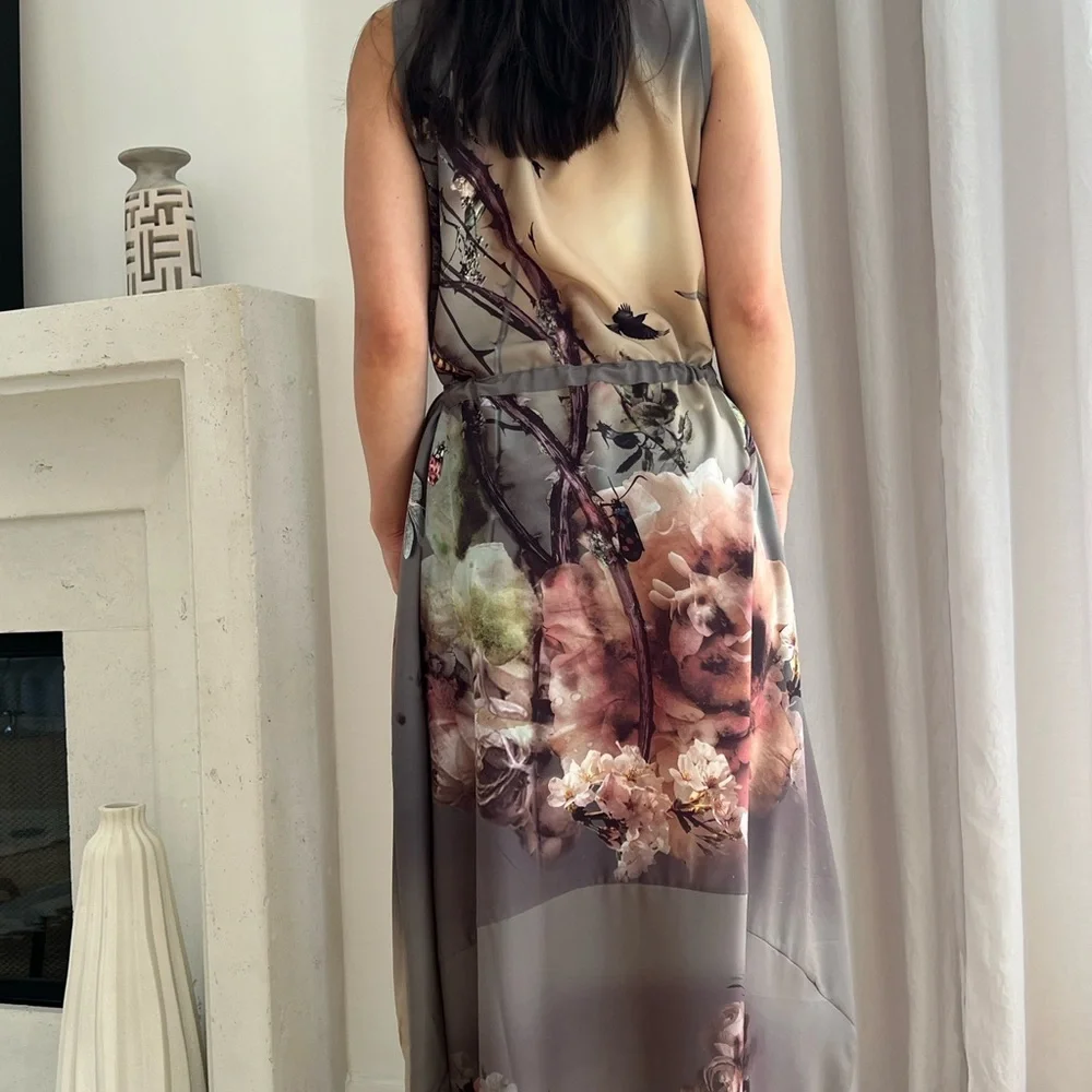 Bolongaro Trevor Gray Floral Dress size small-medium - Picture 6 of 8